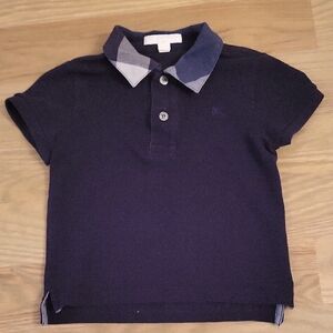 Burberry Dark Blue Polo with Check Collar